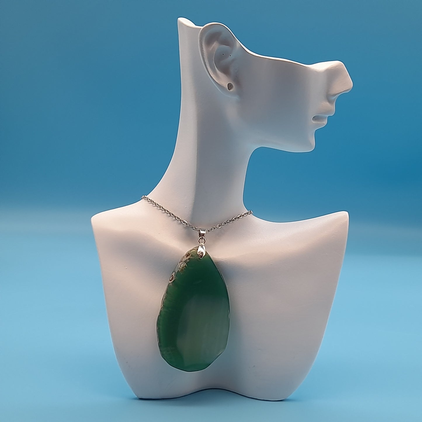 DIVERS COLLIERS EN PIERRE D' AGATE VERTE - BIJOUX ARTISANAUX, UNIQUES & ORIGINAUX