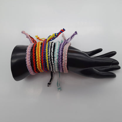 BRACELETS EN MACRAMÉ BICOLORES - 3 TYPES DE NOEUDS - AJUSTABLES & MIXTES, UNIQUES & ARTISANAUX