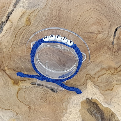 BRACELET EN MACRAMÉ MODÈLE " HAPPY " - AJUSTABLE & MIXTE, UNIQUE & ARTISANAL