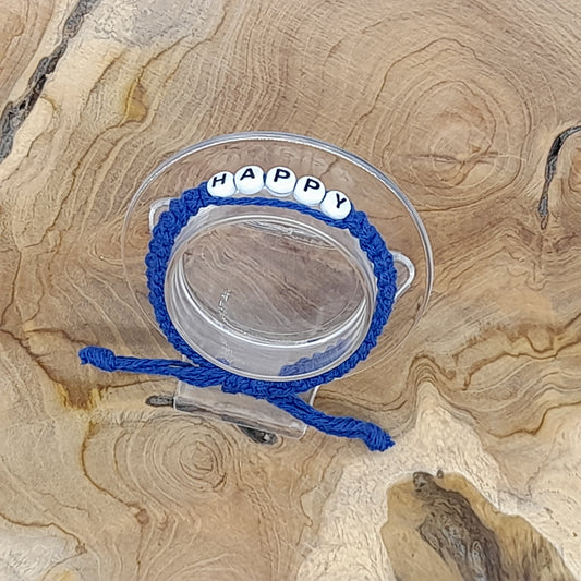 BRACELET EN MACRAMÉ MODÈLE " HAPPY " - AJUSTABLE & MIXTE, UNIQUE & ARTISANAL
