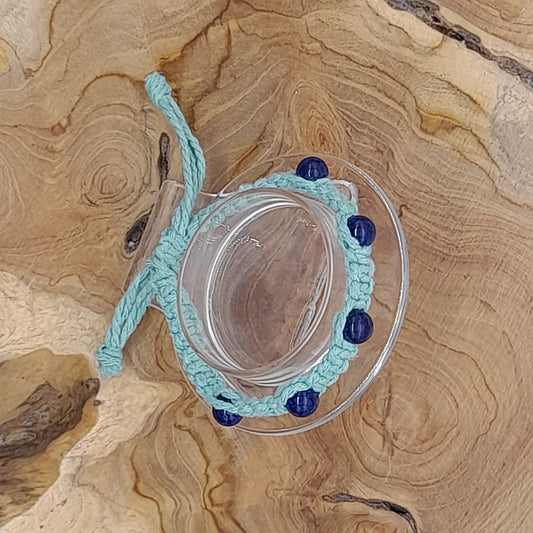 BRACELET MACRAMÉ EN PIERRE DE LAPIS LAZULI - AJUSTABLE & MIXTE, UNIQUE & ARTISANAL
