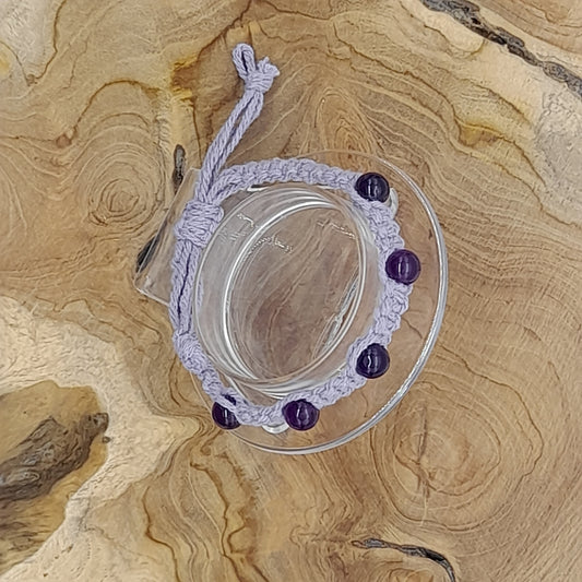 BRACELET MACRAMÉ EN PIERRE AMÉTHYSTE - AJUSTABLE & MIXTE, UNIQUE & ARTISANAL