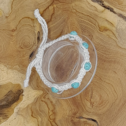 BRACELET MACRAMÉ EN PIERRE DE TURQUOISE - AJUSTABLE & MIXTE, UNIQUE & ARTISANAL