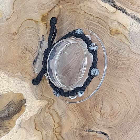 BRACELET MACRAMÉ EN PIERRE DE YOOPERLITE (FLAMMES UV) - AJUSTABLE & MIXTE, UNIQUE & ARTISANAL