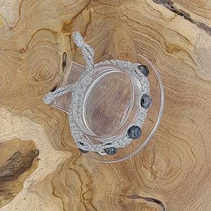 BRACELET MACRAMÉ EN PIERRE DE LABRADORITE GRISE - AJUSTABLE & MIXTE, UNIQUE & ARTISANAL