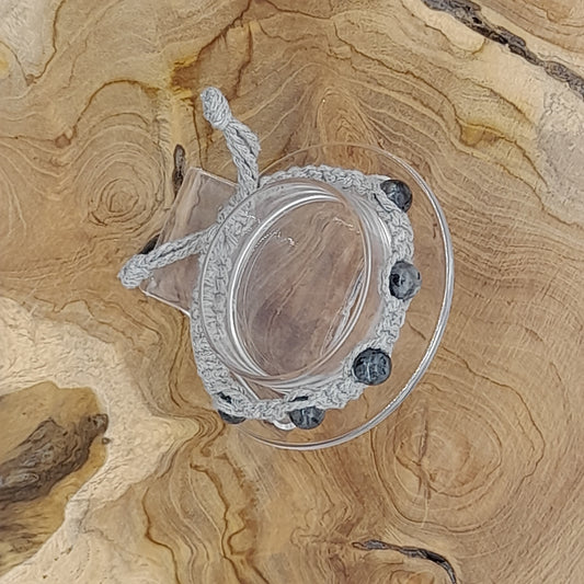 BRACELET MACRAMÉ EN PIERRE DE LABRADORITE GRISE - AJUSTABLE & MIXTE, UNIQUE & ARTISANAL