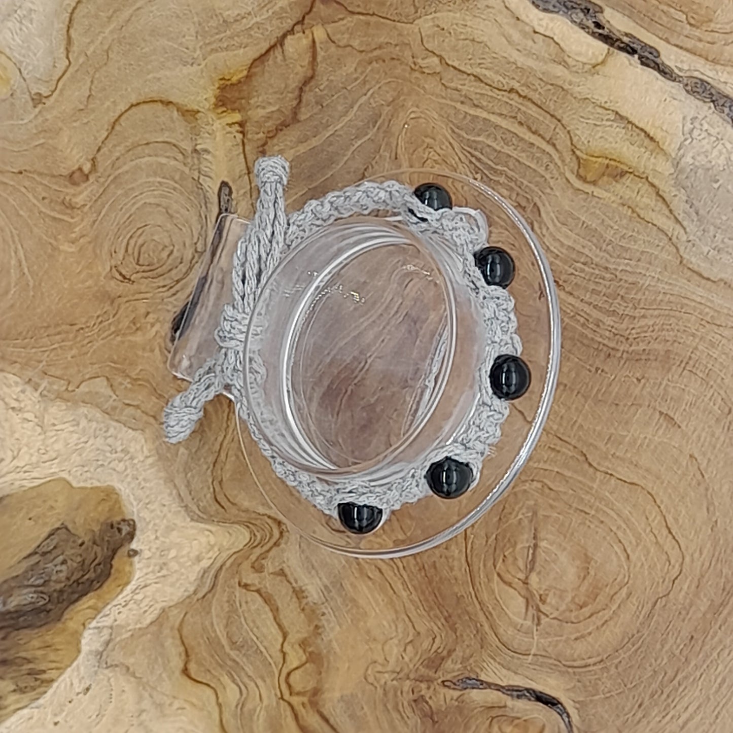 BRACELET MACRAMÉ EN PIERRE OBSIDIENNE NOIRE - AJUSTABLE & MIXTE, UNIQUE & ARTISANAL