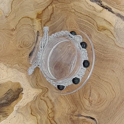 BRACELET MACRAMÉ EN PIERRE OBSIDIENNE NOIRE - AJUSTABLE & MIXTE, UNIQUE & ARTISANAL