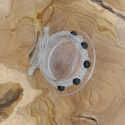 BRACELET MACRAMÉ EN PIERRE OBSIDIENNE NOIRE - AJUSTABLE & MIXTE, UNIQUE & ARTISANAL