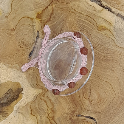 BRACELET MACRAMÉ EN PIERRE DE JASPE ROUGE - AJUSTABLE & MIXTE, UNIQUE & ARTISANAL