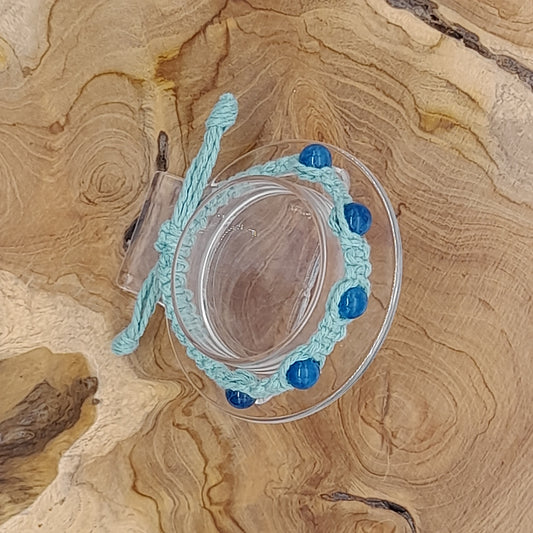 BRACELET MACRAMÉ EN PIERRE APATITE BLEUE - AJUSTABLE & MIXTE, UNIQUE & ARTISANAL