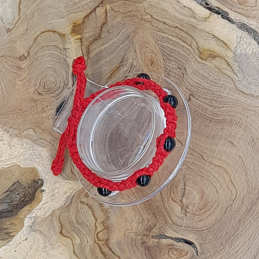 BRACELET MACRAMÉ EN PIERRES ONYX NOIR - AJUSTABLE & MIXTE, UNIQUE & ARTISANA
