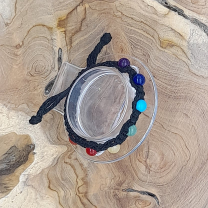 BRACELETS 7 CHAKRAS EN MACRAMÉ + 7 PIERRES ASSOCIÉES - AJUSTABLES & MIXTES, UNIQUES & ARTISANAUX