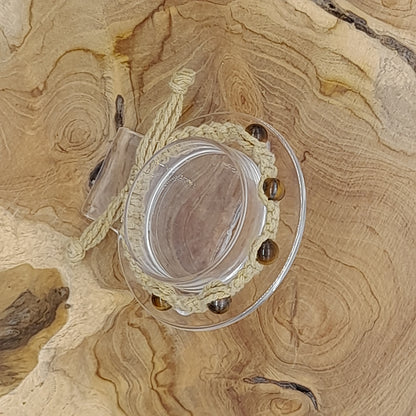 BRACELET MACRAMÉ EN PIERRES D’OEIL DU TIGRE - AJUSTABLE & MIXTE, UNIQUE & ARTISANAL