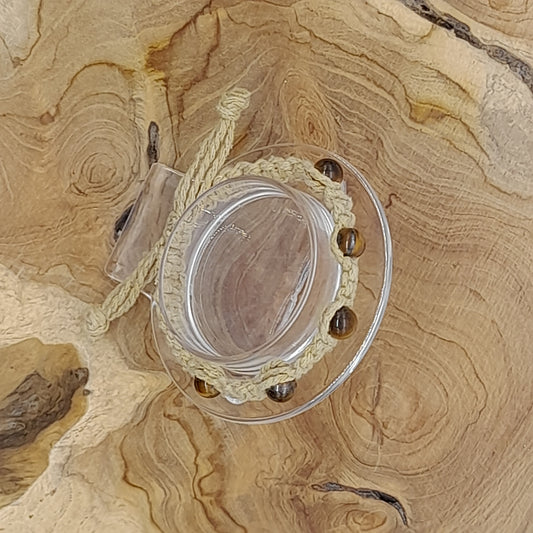 BRACELET MACRAMÉ EN PIERRES D’OEIL DU TIGRE - AJUSTABLE & MIXTE, UNIQUE & ARTISANAL