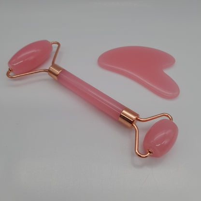 KIT BEAUTÉ MASSAGE ANTI-ÂGE : ROULEAUX + GUA SHAS EN RÉSINE - 2 COULEURS AU CHOIX