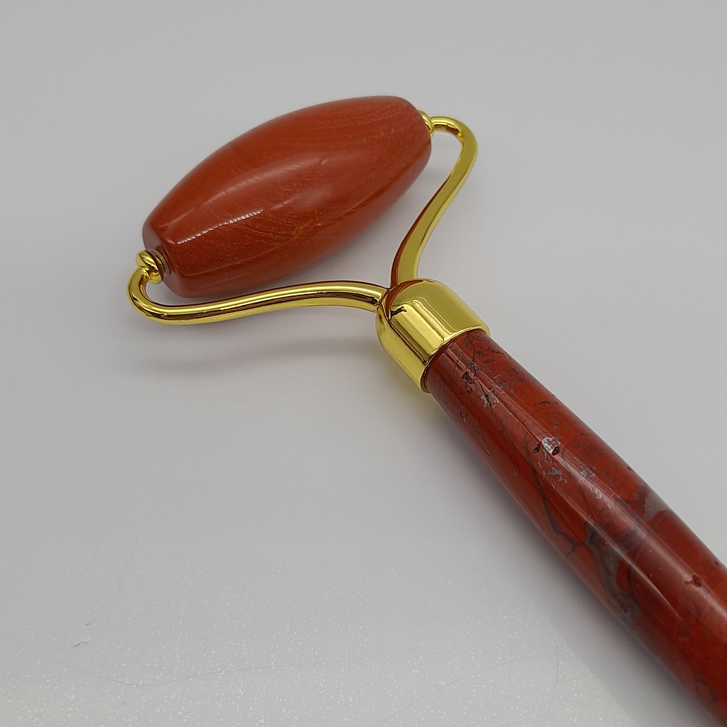 OUTIL de BEAUTÉ « 2 ROULEAUX » EN PIERRE DE JASPE ROUGE N°3 - MASSAGE & ANTI-AGE