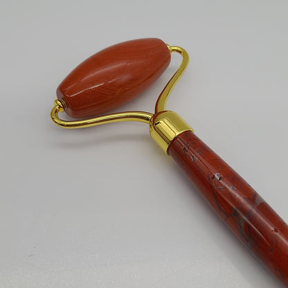 OUTIL de BEAUTÉ « 2 ROULEAUX » EN PIERRE DE JASPE ROUGE N°3 - MASSAGE & ANTI-AGE