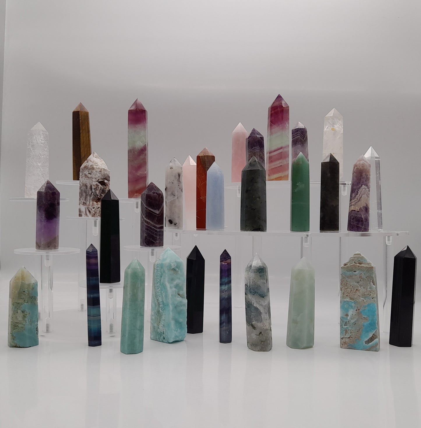 TOURS LARGES en POINTES EN PIERRE ARAGONITE BLEUE AU CHOIX - UNIQUES & ARTISANALES