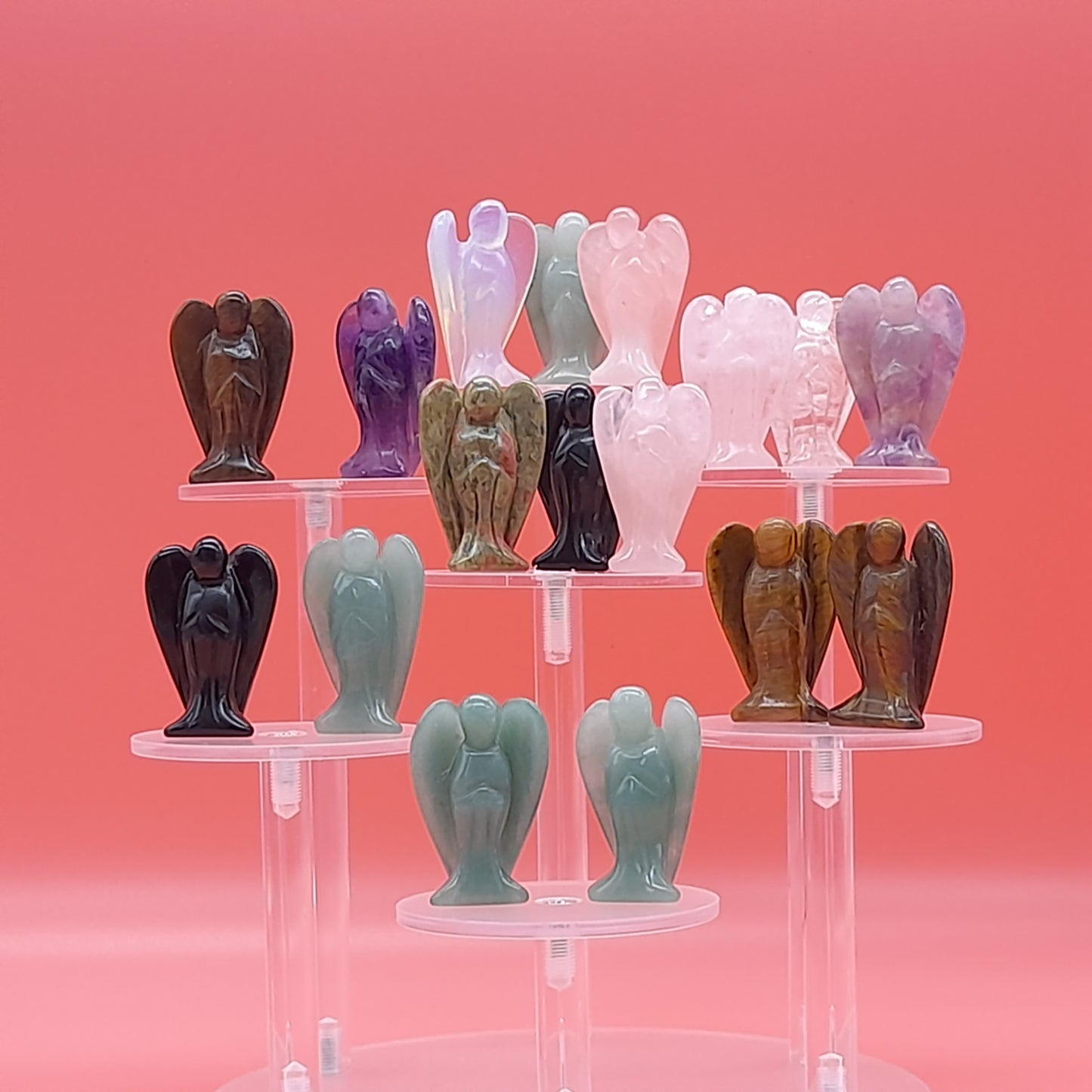 ANGE GARDIEN SCULPTÉ EN PIERRE AVENTURINE BLEUE - UNIQUE & ARTISANAL