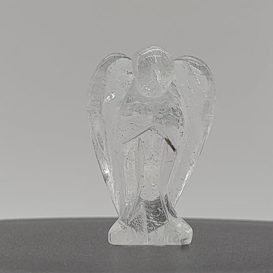 ANGE GARDIEN SCULPTÉ EN PIERRE CRISTAL DE ROCHE - UNIQUE & ARTISANAL