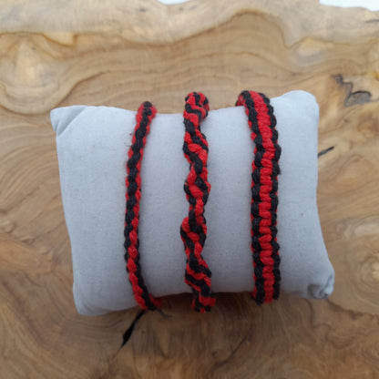 BRACELETS EN MACRAMÉ BICOLORES - 3 TYPES DE NOEUDS - AJUSTABLES & MIXTES, UNIQUES & ARTISANAUX