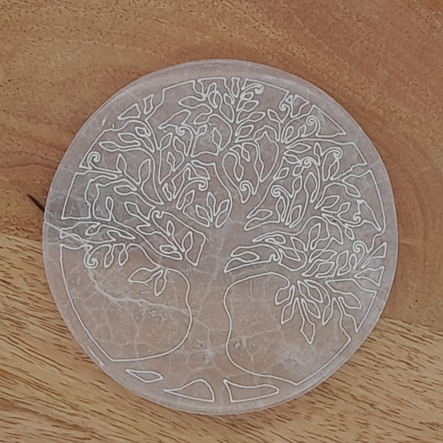 PLAQUE EN SÉLÉNITE GRAVÉE ARBRE DE VIE - STATION DE RECHARGE - UNIQUE, ORIGINALE & ARTISANALE