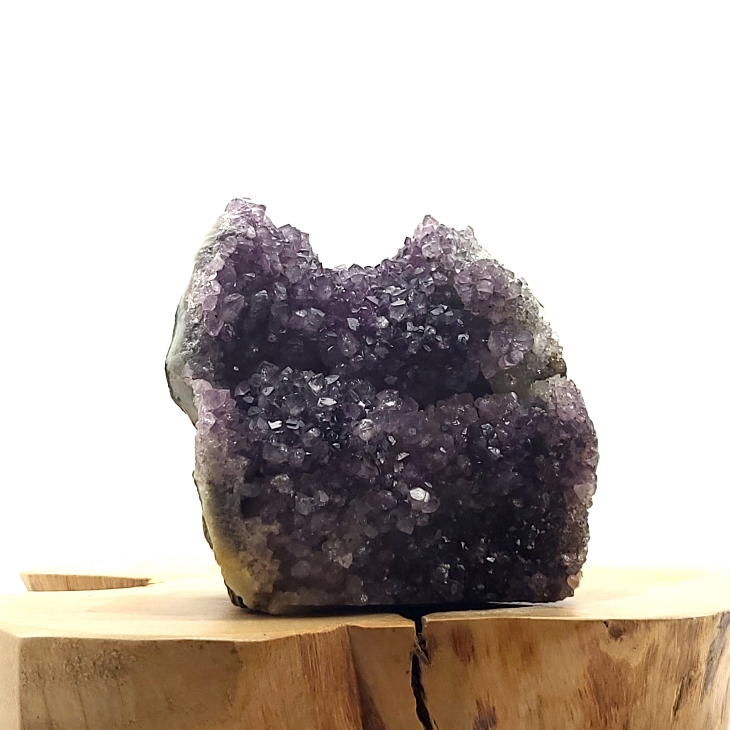 DEMI-GÉODE OU GRANDE DRUSE N°104 " TÊTE DE CHAT " EN CRISTAUX AMÉTHYSTE - PIERRE UNIQUE & ARTISANALE