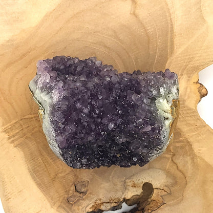 DEMI-GÉODE OU GRANDE DRUSE N°104 " TÊTE DE CHAT " EN CRISTAUX AMÉTHYSTE - PIERRE UNIQUE & ARTISANALE