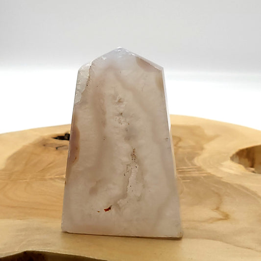 TOUR LARGE en POINTE EN PIERRE AGATE BLANCHE N°1- UNIQUE & ARTISANALE