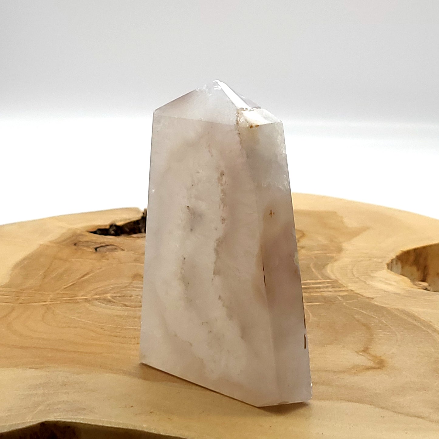 TOUR LARGE en POINTE EN PIERRE AGATE BLANCHE N°1- UNIQUE & ARTISANALE