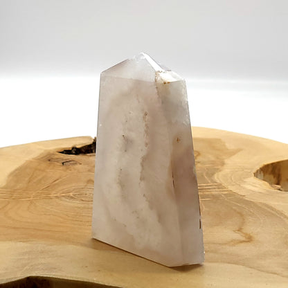 TOUR LARGE en POINTE EN PIERRE AGATE BLANCHE N°1- UNIQUE & ARTISANALE