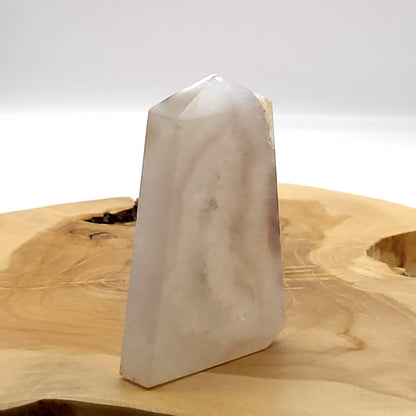 TOUR LARGE en POINTE EN PIERRE AGATE BLANCHE N°1- UNIQUE & ARTISANALE