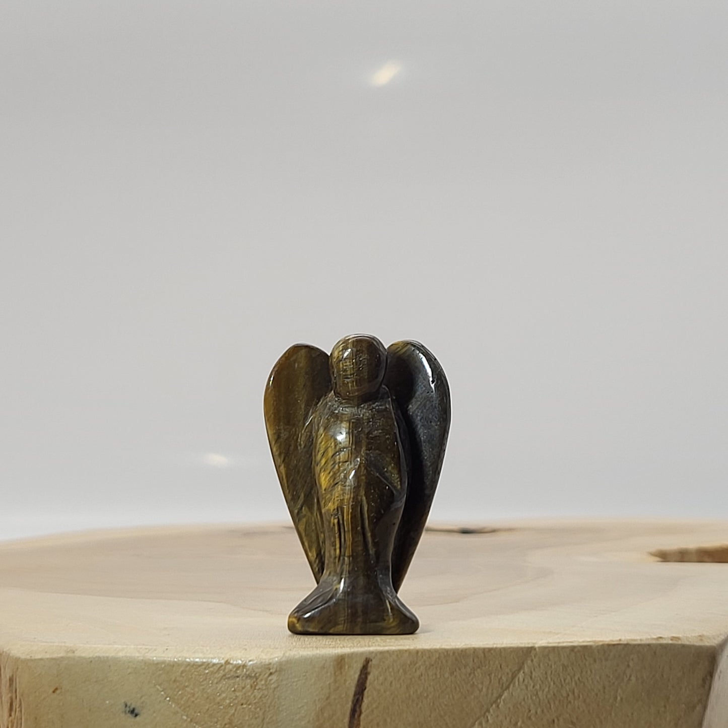 ANGE GARDIEN SCULPTÉ EN PIERRE OEIL DU TIGRE - UNIQUE,ORIGINAL & ARTISANAL