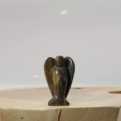 ANGE GARDIEN SCULPTÉ EN PIERRE OEIL DU TIGRE - UNIQUE,ORIGINAL & ARTISANAL