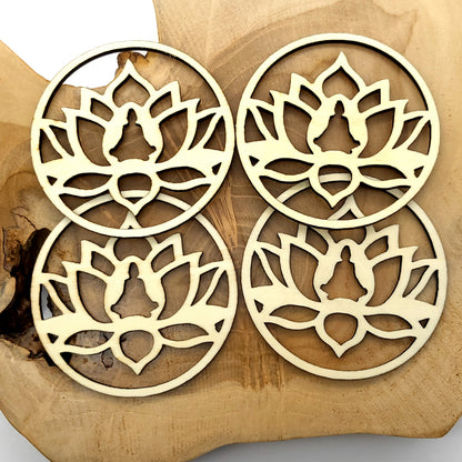 DÉCOS FLEURS DE LOTUS + BOUDDHAS EN DESSOUS DE VERRES - ARTISANAUX, UNIQUES & ORIGINAUX