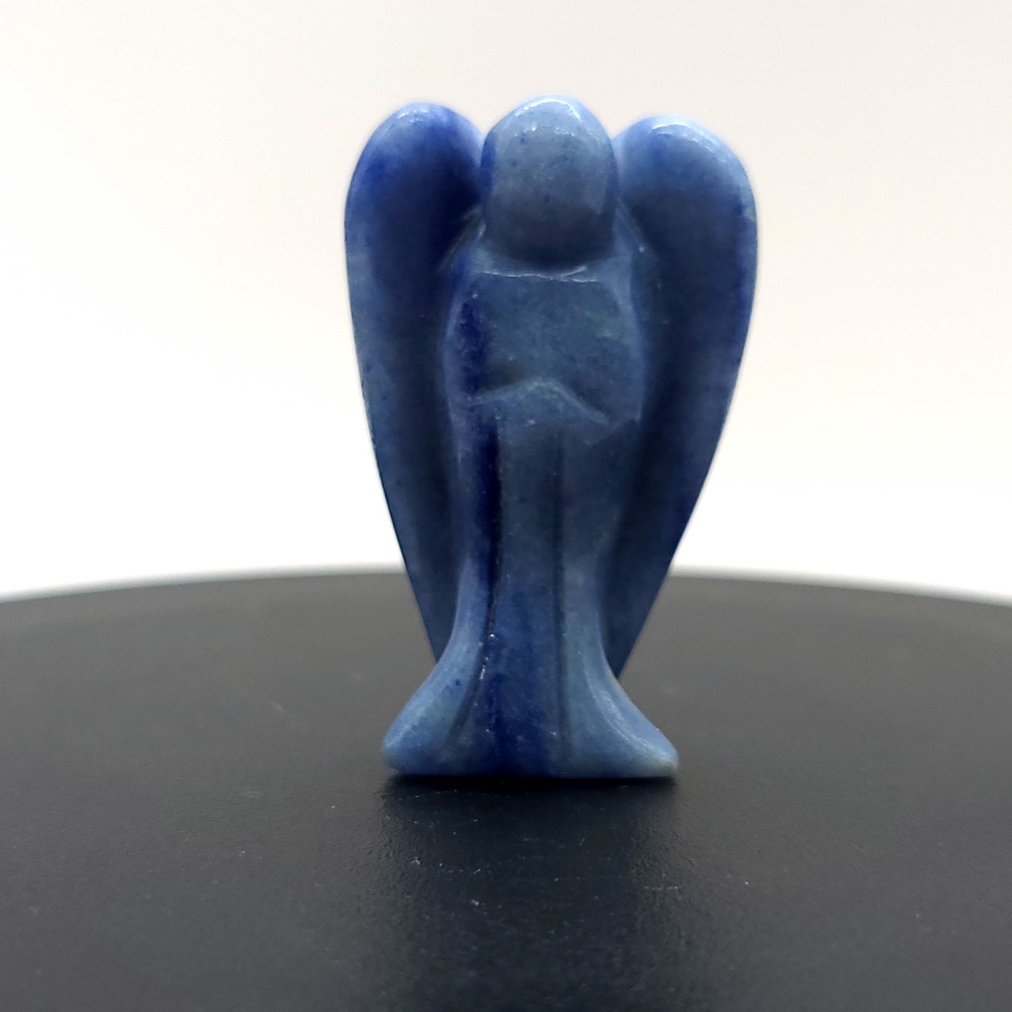 ANGE GARDIEN SCULPTÉ EN PIERRE AVENTURINE BLEUE - UNIQUE & ARTISANAL