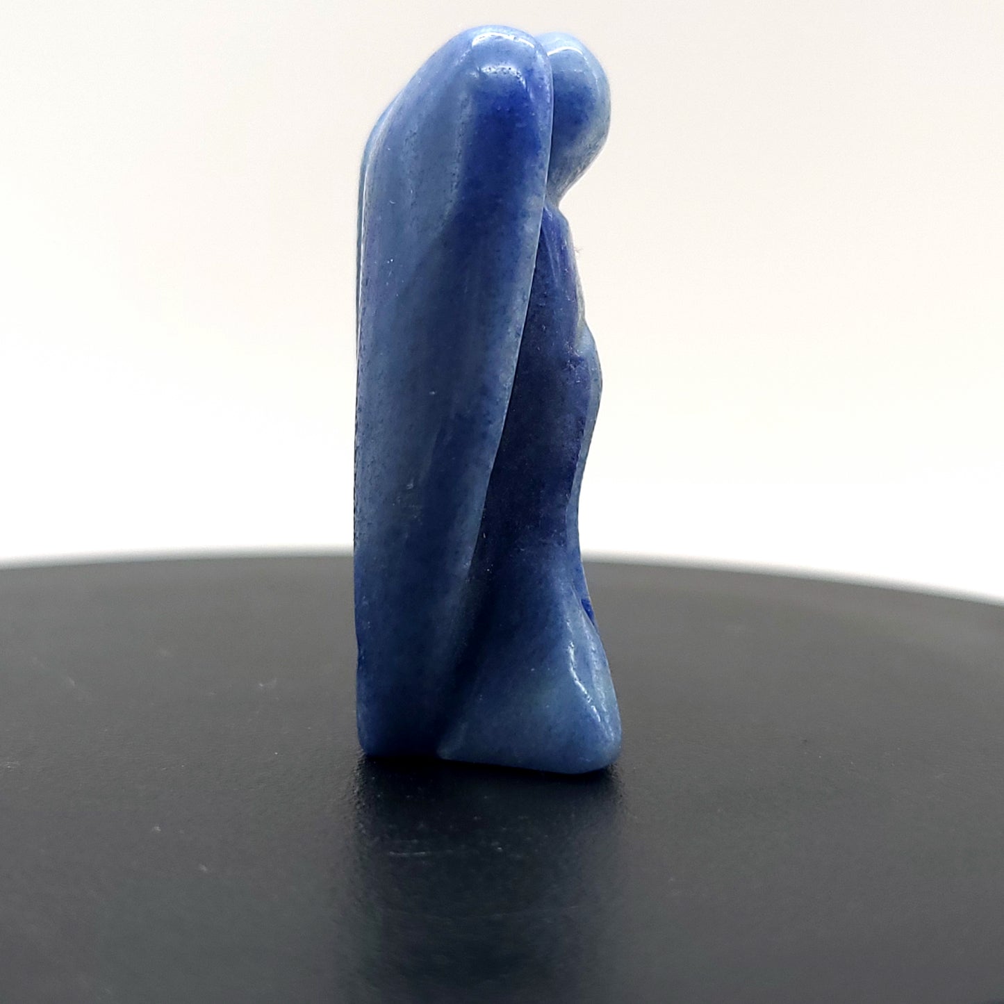 ANGE GARDIEN SCULPTÉ EN PIERRE AVENTURINE BLEUE - UNIQUE & ARTISANAL