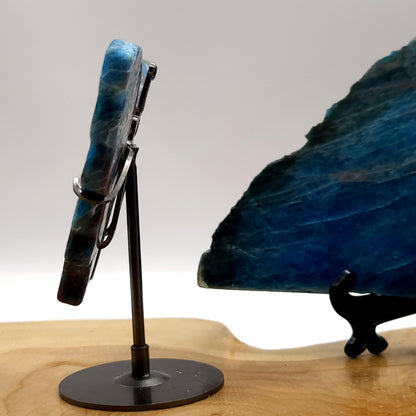 GRAND PAPILLON EN PIERRE APATITE N°5 SUR SOCLE EN MÉTAL - DÉCORATION ARTISANALE, ORIGINALE & UNIQUE AU CHOIX