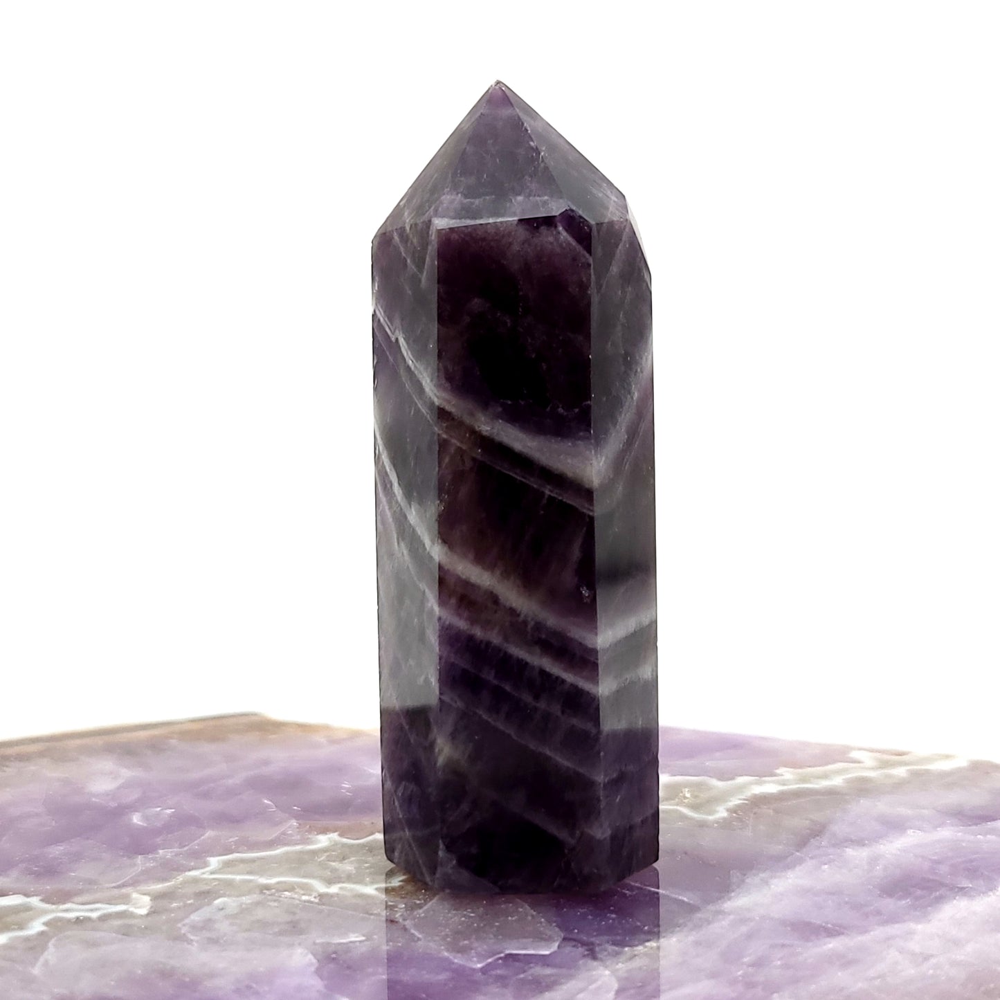 TOURS en POINTES EN PIERRE AMÉTHYSTE RUBANÉE AU CHOIX - UNIQUES & ARTISANALES