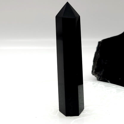 TOUR en POINTE EN PIERRE OBSIDIENNE NOIRE - UNIQUE & ARTISANALE