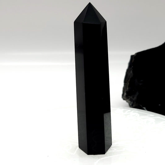 TOUR en POINTE EN PIERRE OBSIDIENNE NOIRE - UNIQUE & ARTISANALE