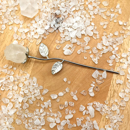 FLEURS " ROSES " SCULPTÉES EN PIERRES DE QUARTZ ROSE, FRAISE et BLANC – DÉCORATIONS ORIGINALES, UNIQUES & ARTISANALES