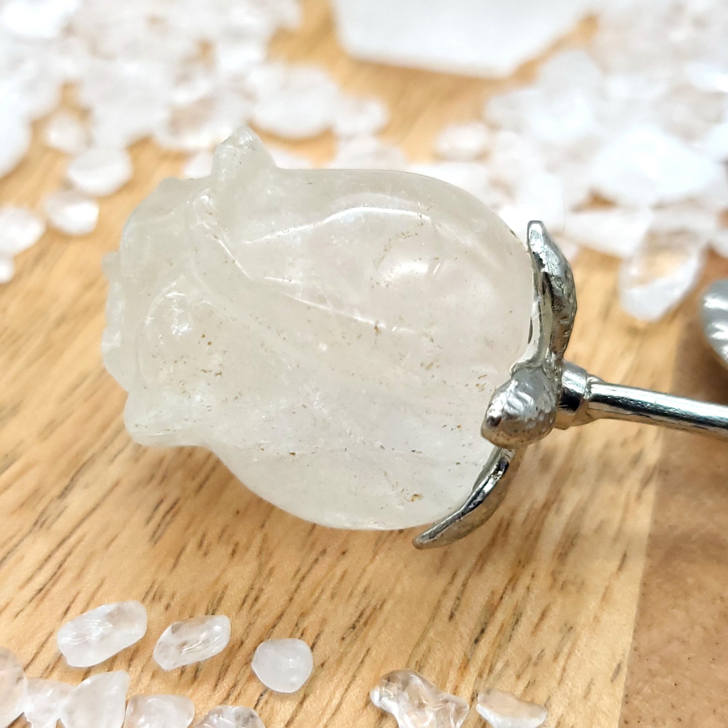 FLEURS " ROSES " SCULPTÉES EN PIERRES DE QUARTZ ROSE, FRAISE et BLANC – DÉCORATIONS ORIGINALES, UNIQUES & ARTISANALES