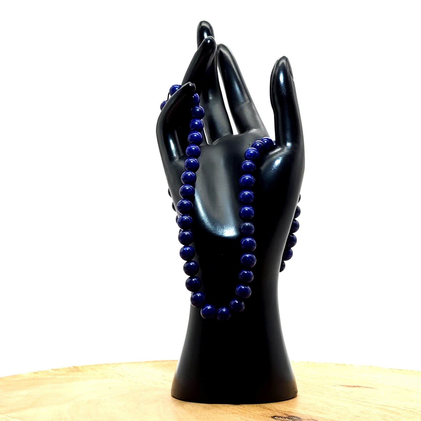 GRAND COLLIER COMPLET DE PERLES RONDES EN PIERRE DE LAPIS LAZULI - BIJOU ARTISANAL & UNIQUE