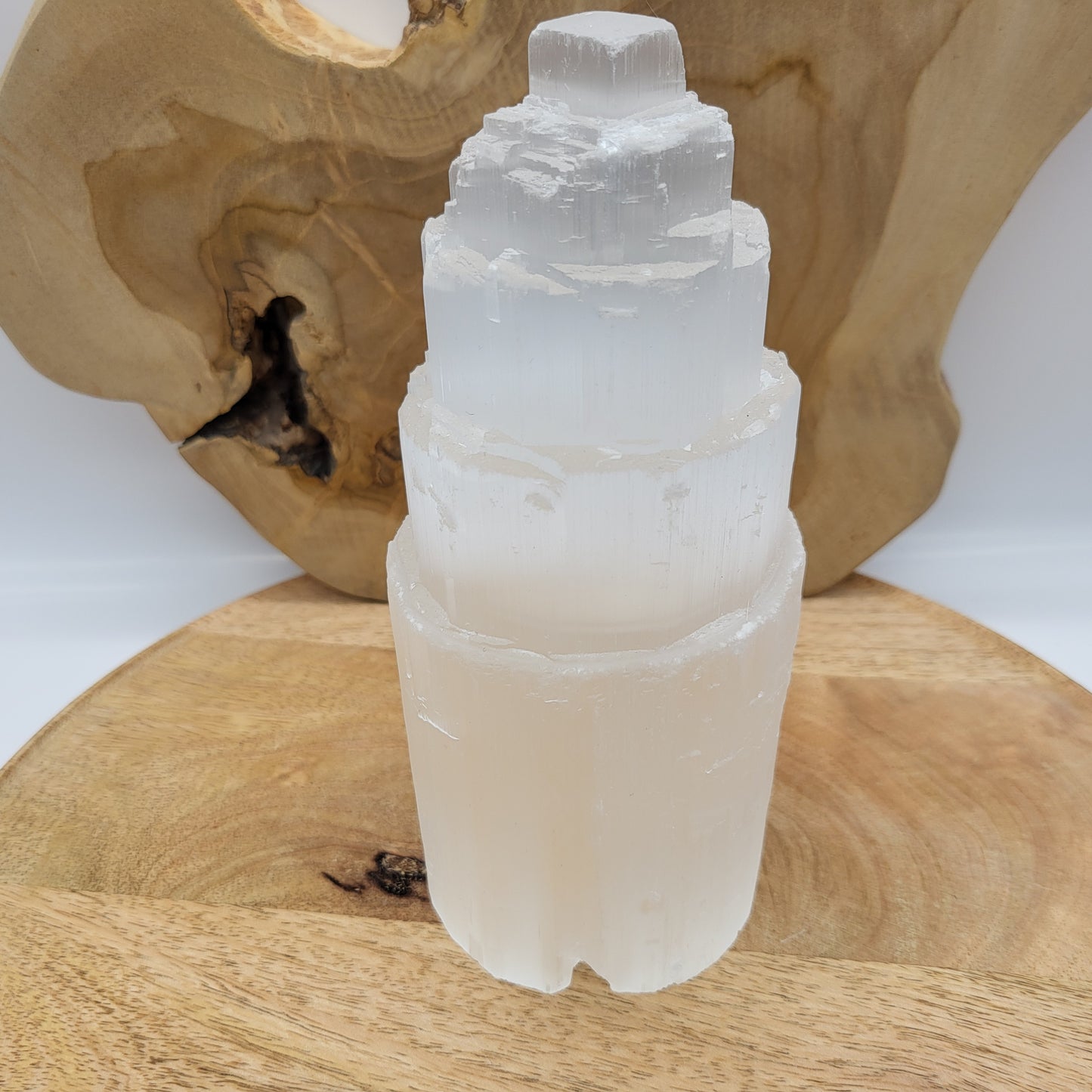 GRANDE LAMPE N°137 TOUR A ÉTAGES EN PIERRE SÉLÉNITE - UNIQUE, ORIGINALE & ARTISANALE