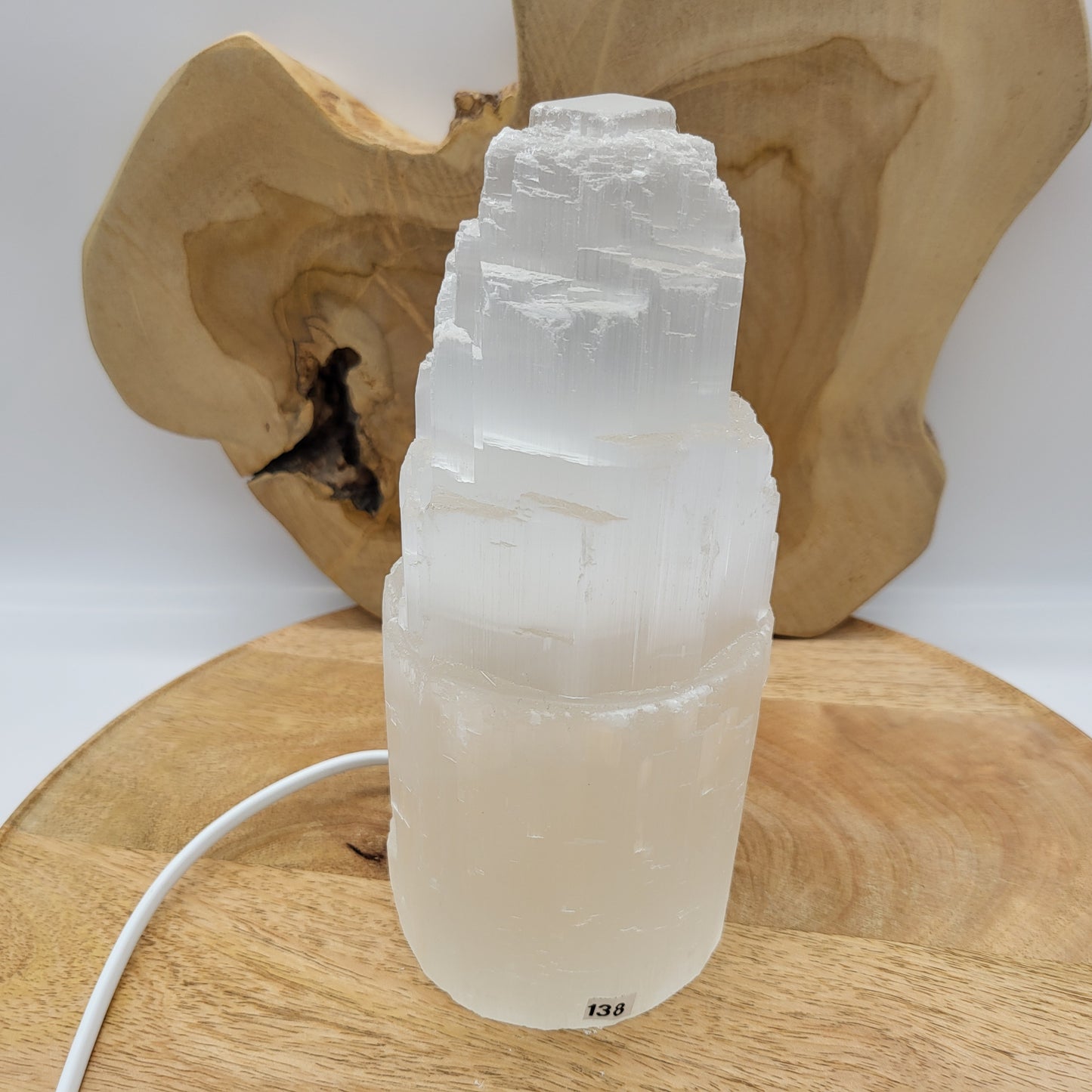 GRANDE LAMPE N°138 TOUR A ÉTAGES EN PIERRE SÉLÉNITE - UNIQUE, ORIGINALE & ARTISANALE