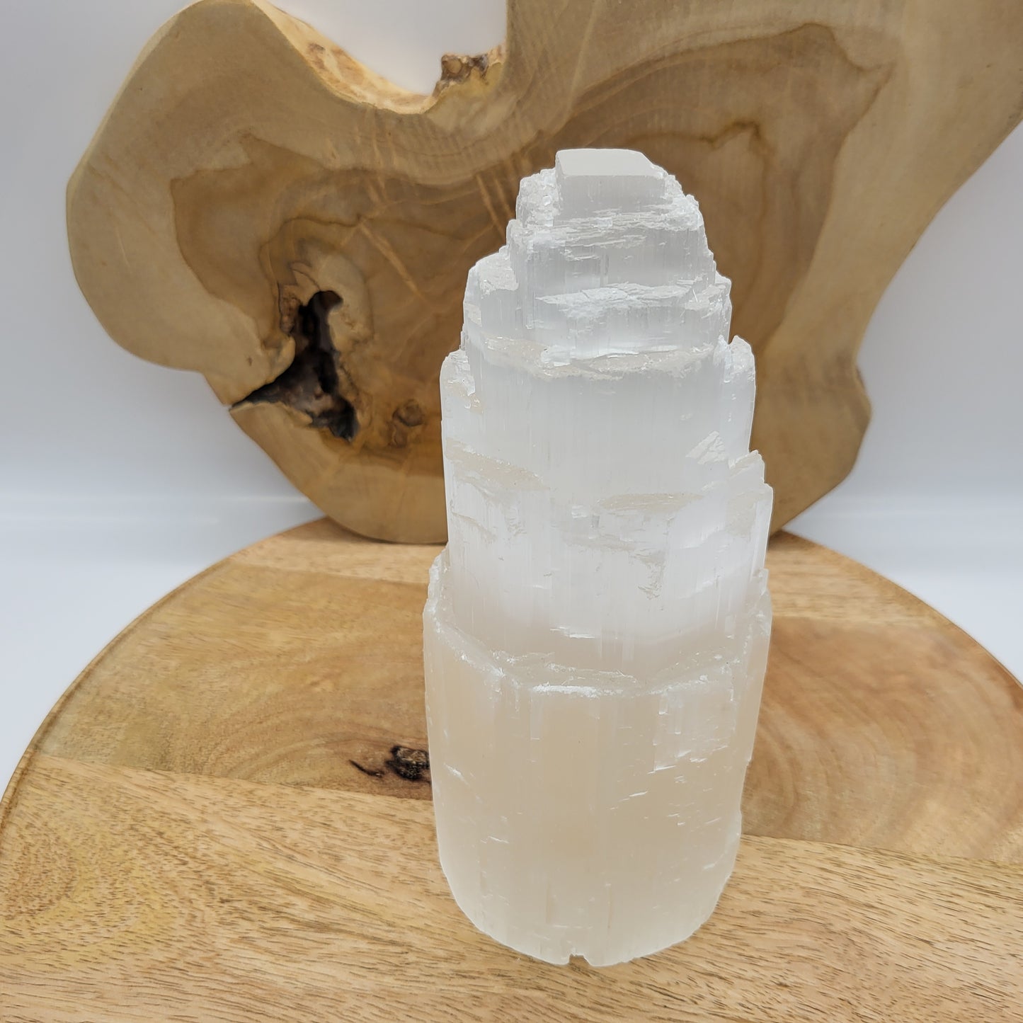 GRANDE LAMPE N°138 TOUR A ÉTAGES EN PIERRE SÉLÉNITE - UNIQUE, ORIGINALE & ARTISANALE