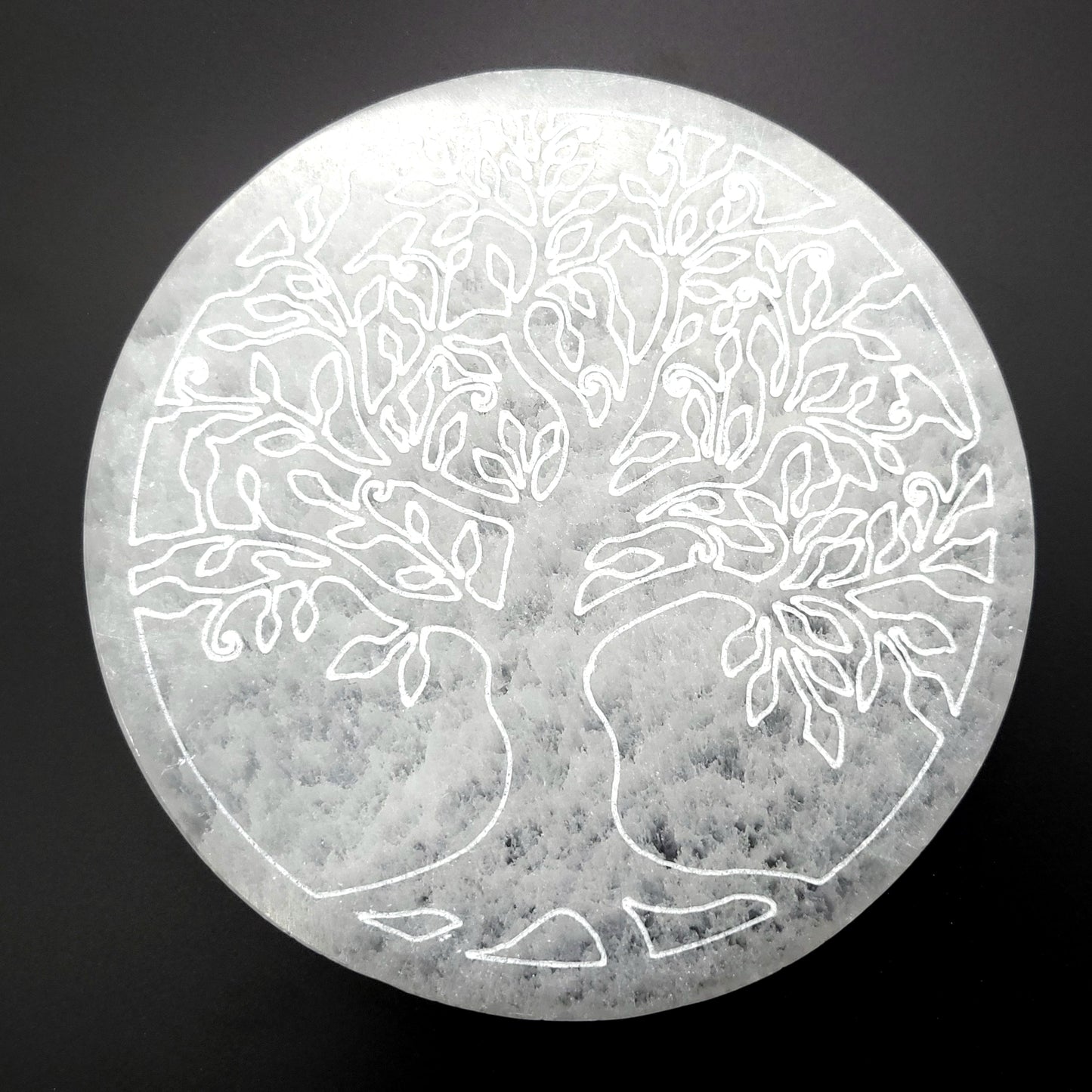 PLAQUE EN SÉLÉNITE GRAVÉE ARBRE DE VIE - STATION DE RECHARGE - UNIQUE, ORIGINALE & ARTISANALE