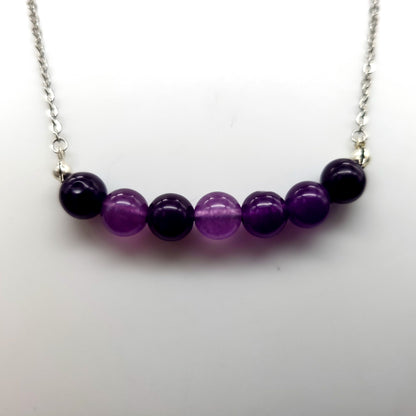 COLLIER DE 7 PERLES EN PIERRE AMÉTHYSTE - BIJOU ARTISANAL, UNIQUE & ORIGINAL